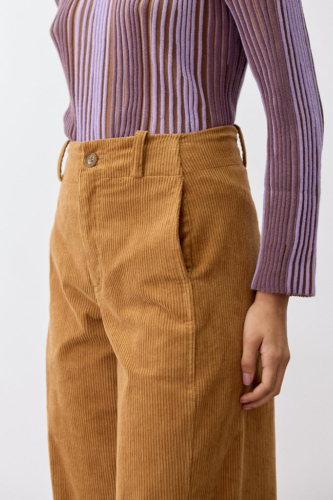 Straight-Fit Cotton Corduroy Trousers - Camel