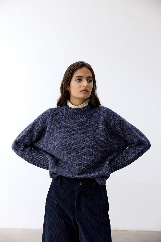 Sweater Jaspeado Mélange Alpaca - Mar