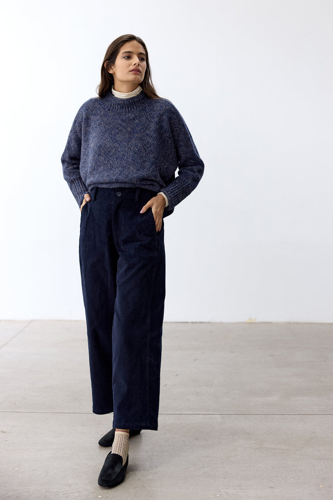 Straight-Fit Cotton Corduroy Trousers - Medianoche