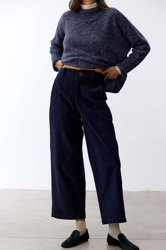 Straight-Fit Cotton Corduroy Trousers - Medianoche
