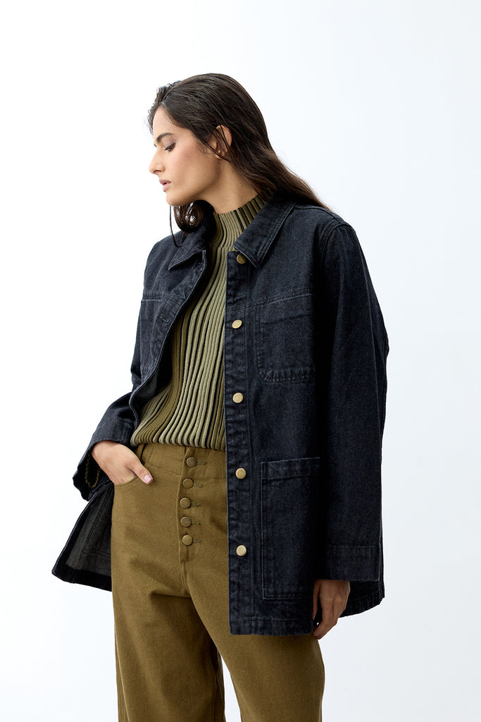 Recycled Denim Relaxed Buttoned Jeans - Oliva