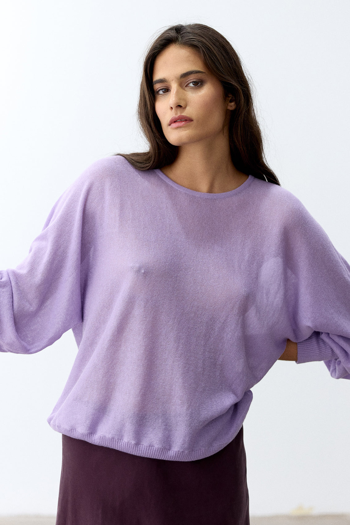 Sheer Knitted Sweater Pima Cotton - Lavanda