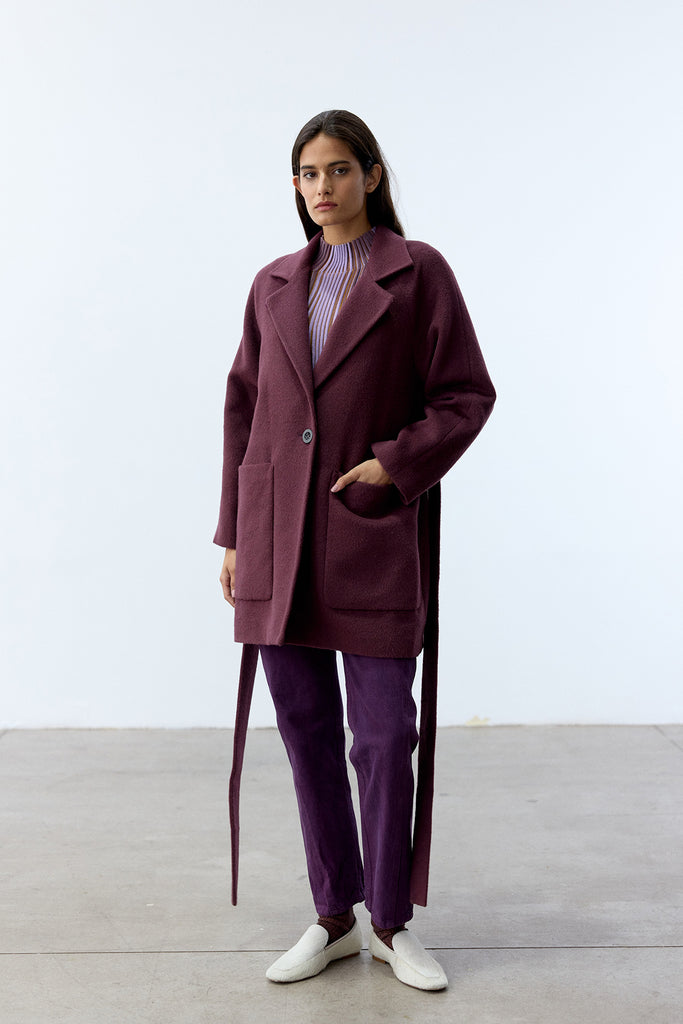 Notch Collar Long Baby Alpaca Coat