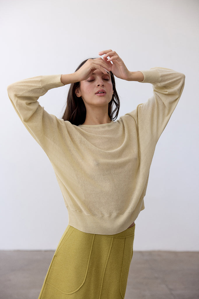 Sweater Traslúcido Algodón Pima - Mantequilla