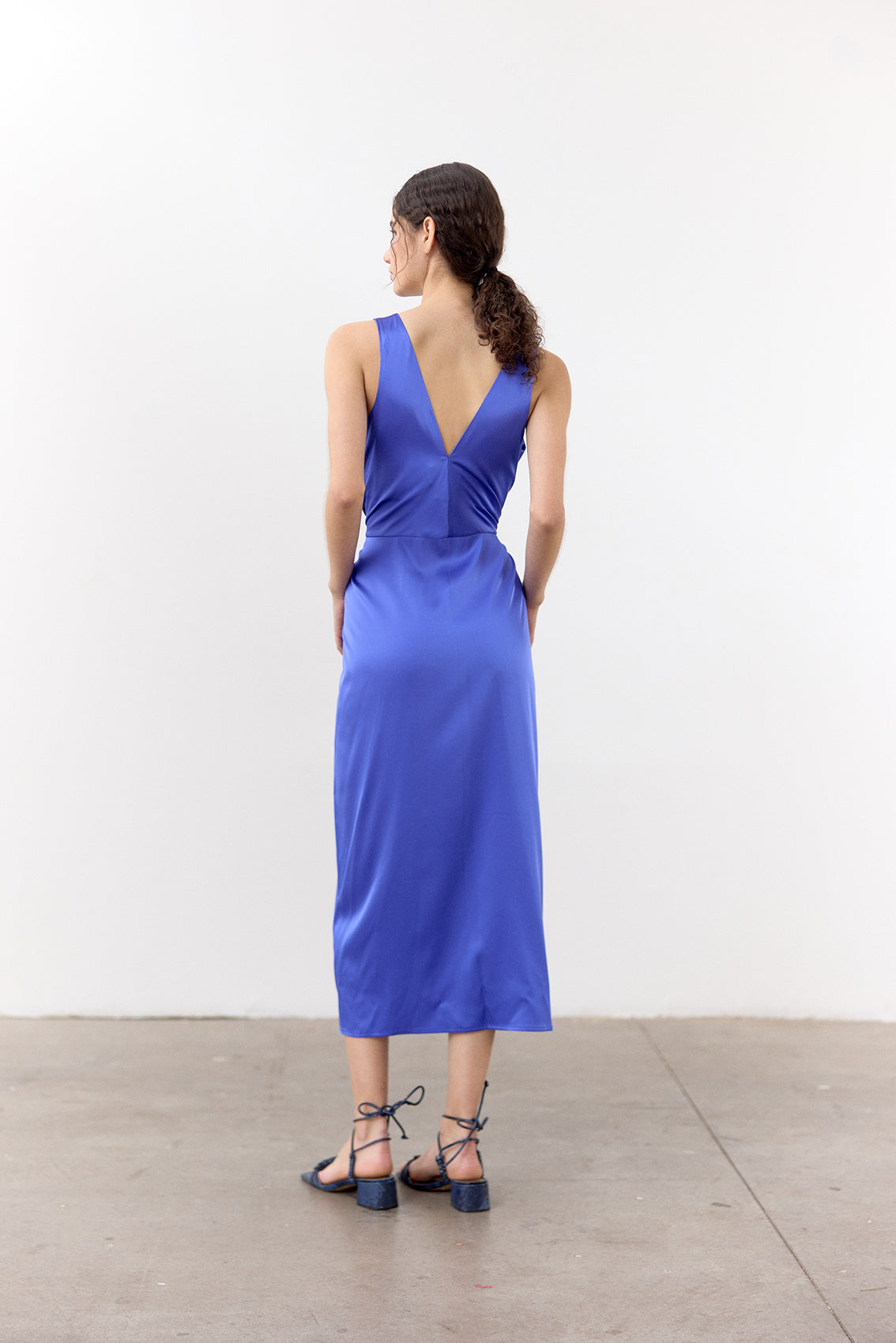 V-Neck Wrap Silk Dress - Lirio