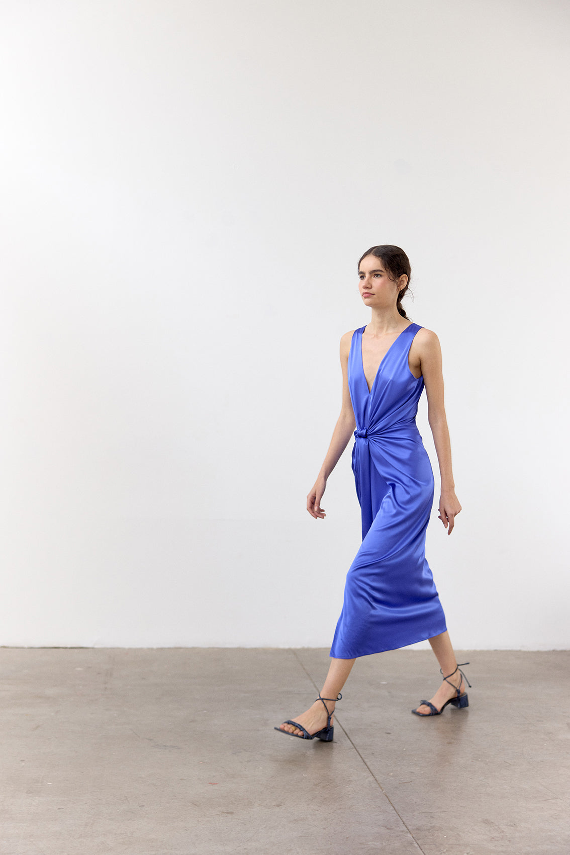 V-Neck Wrap Silk Dress - Lirio