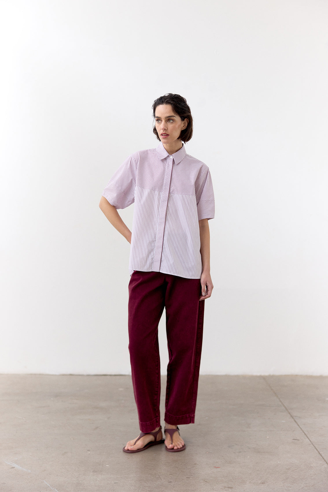 Blusa Manga Corta Algodón Rayas