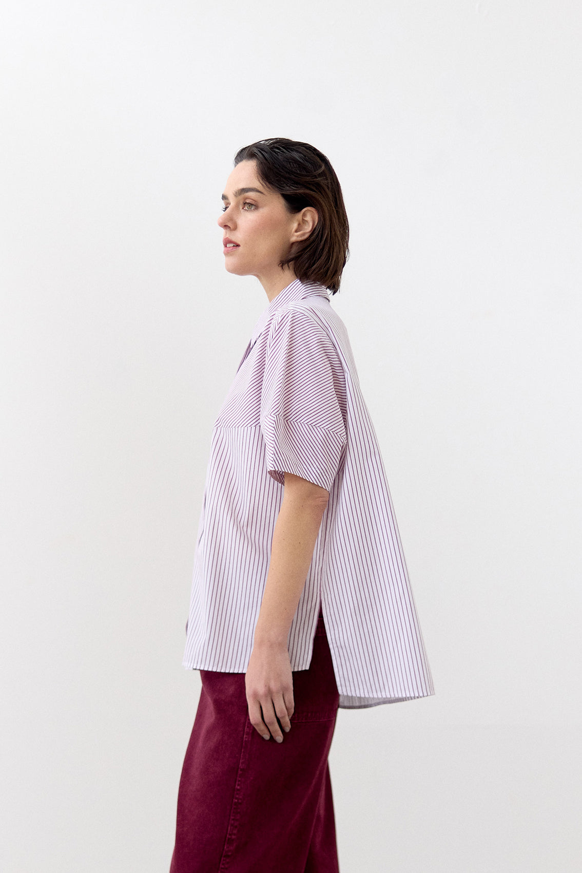 Blusa Manga Corta Algodón Rayas