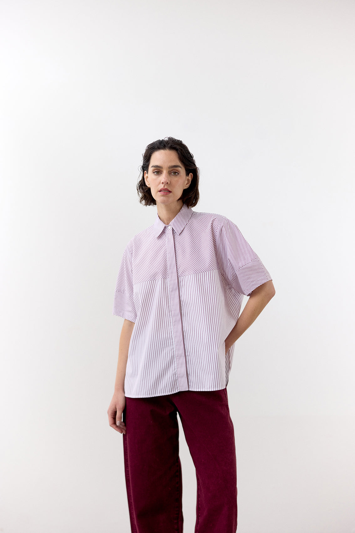 Blusa Manga Corta Algodón Rayas