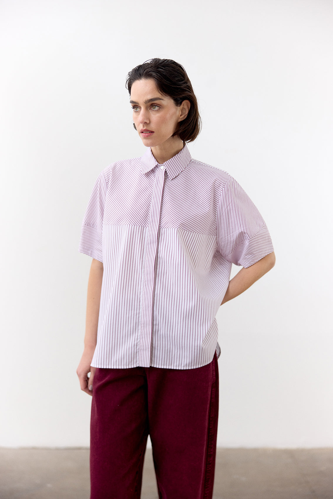 Blusa Manga Corta Algodón Rayas