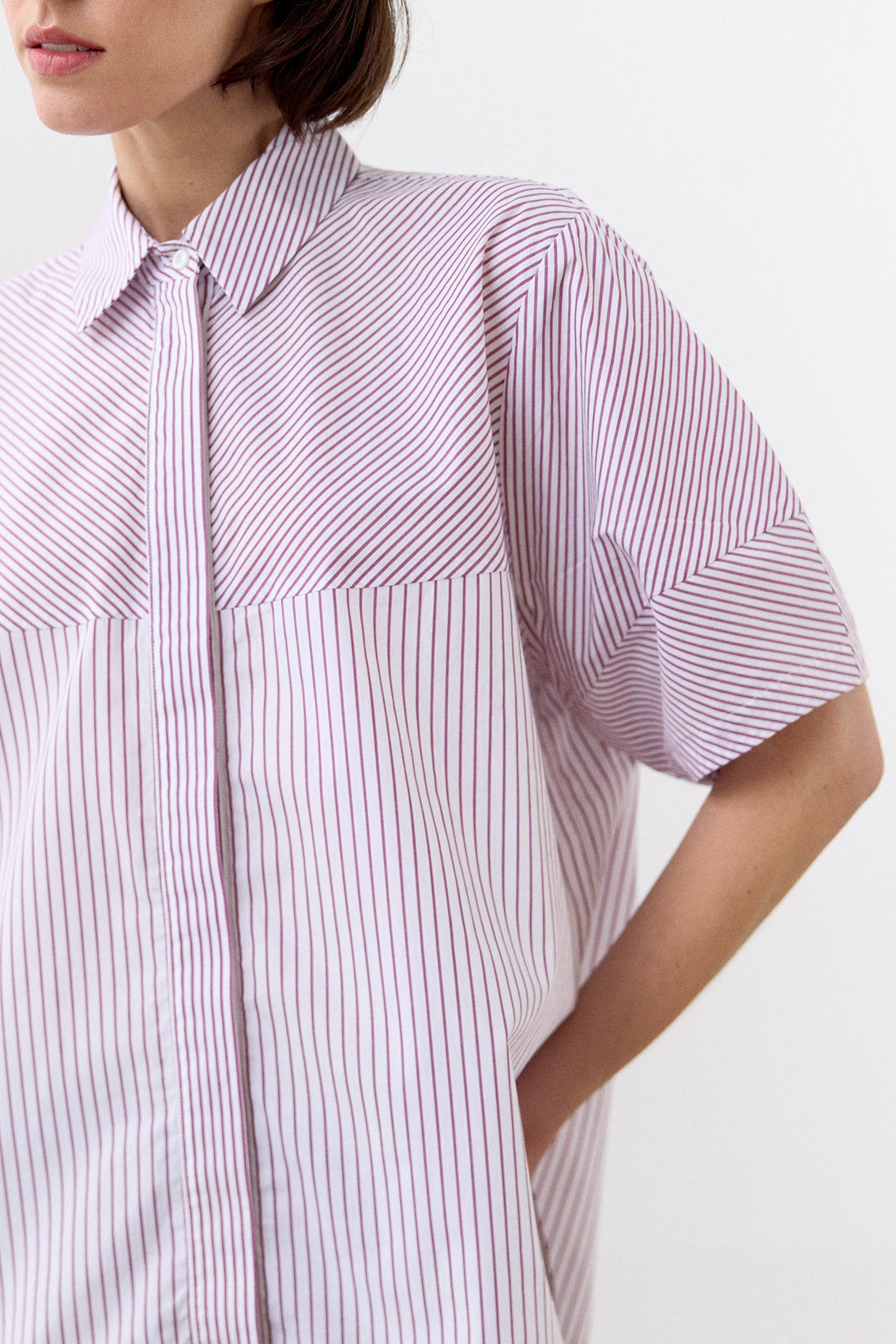 Blusa Manga Corta Algodón Rayas