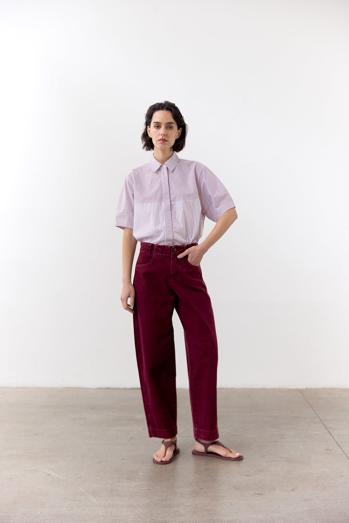 Blusa Manga Corta Algodón Rayas