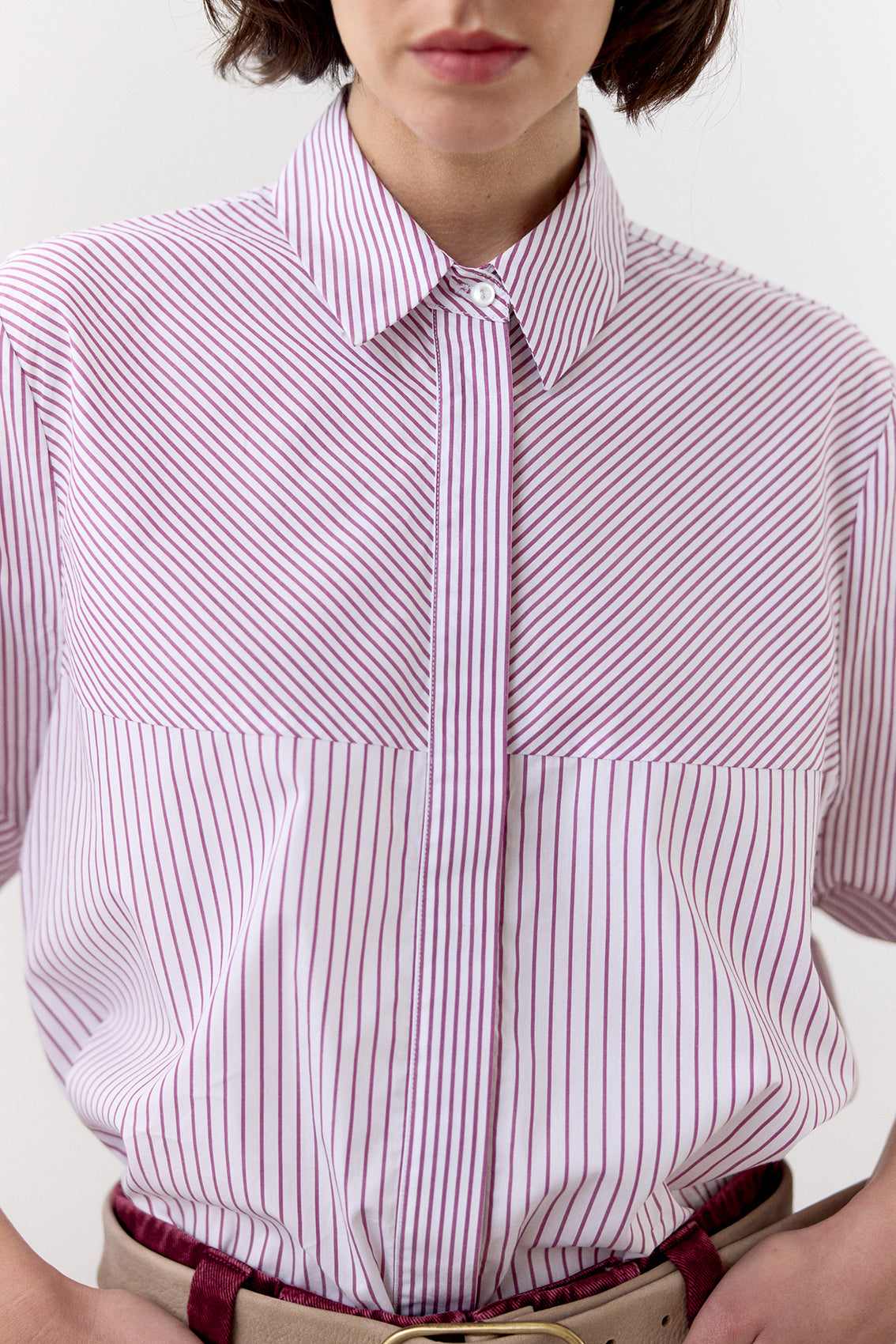 Blusa Manga Corta Algodón Rayas