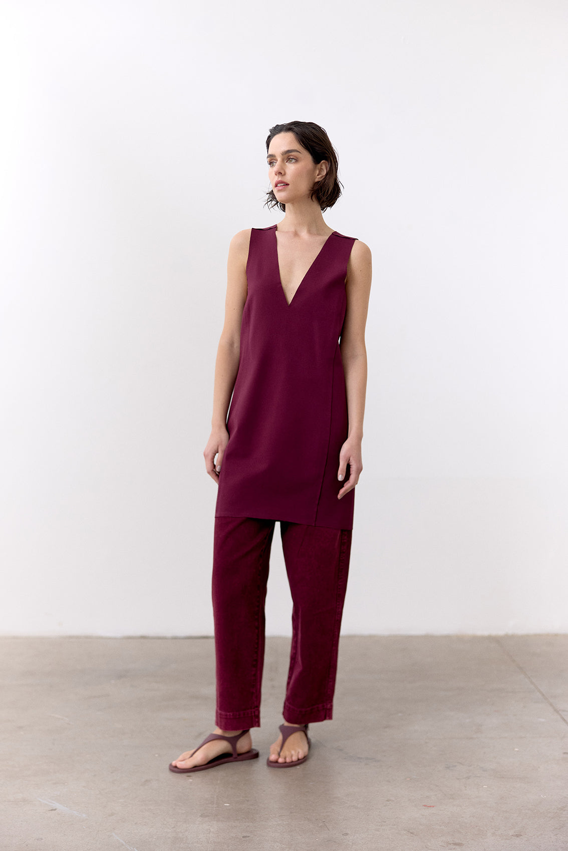 Deep-V Short Dress - Vino