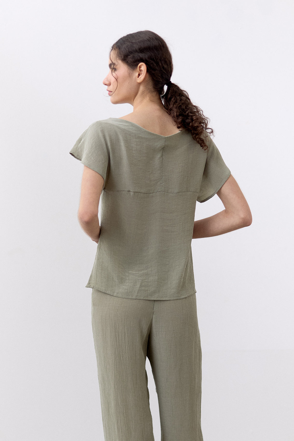 Crinkled Lyocell Top - Musgo