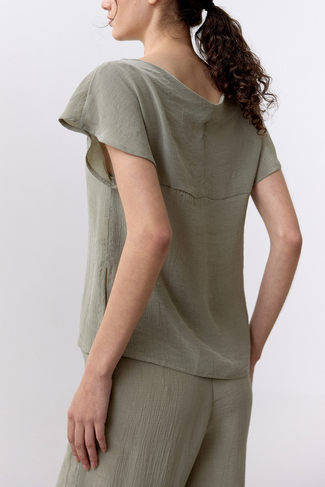 Crinkled Lyocell Top - Musgo