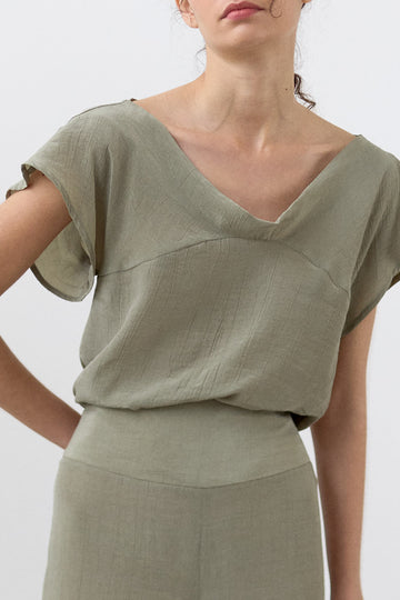 Crinkled Lyocell Top - Musgo