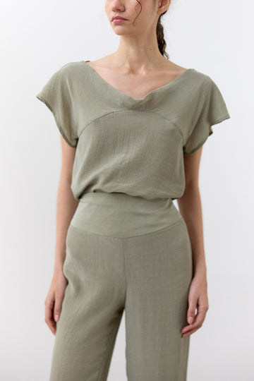 Top Lyocell Corrugado - Musgo