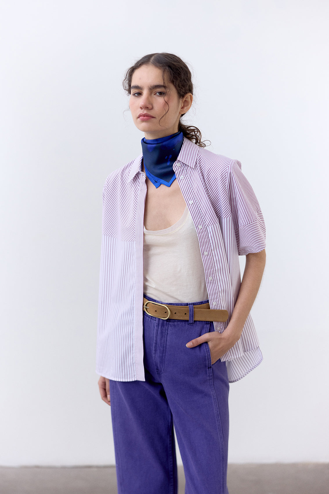 Blusa Manga Corta Algodón Rayas