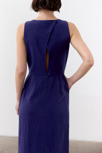 Vestido Seda Rugosa - Arándano