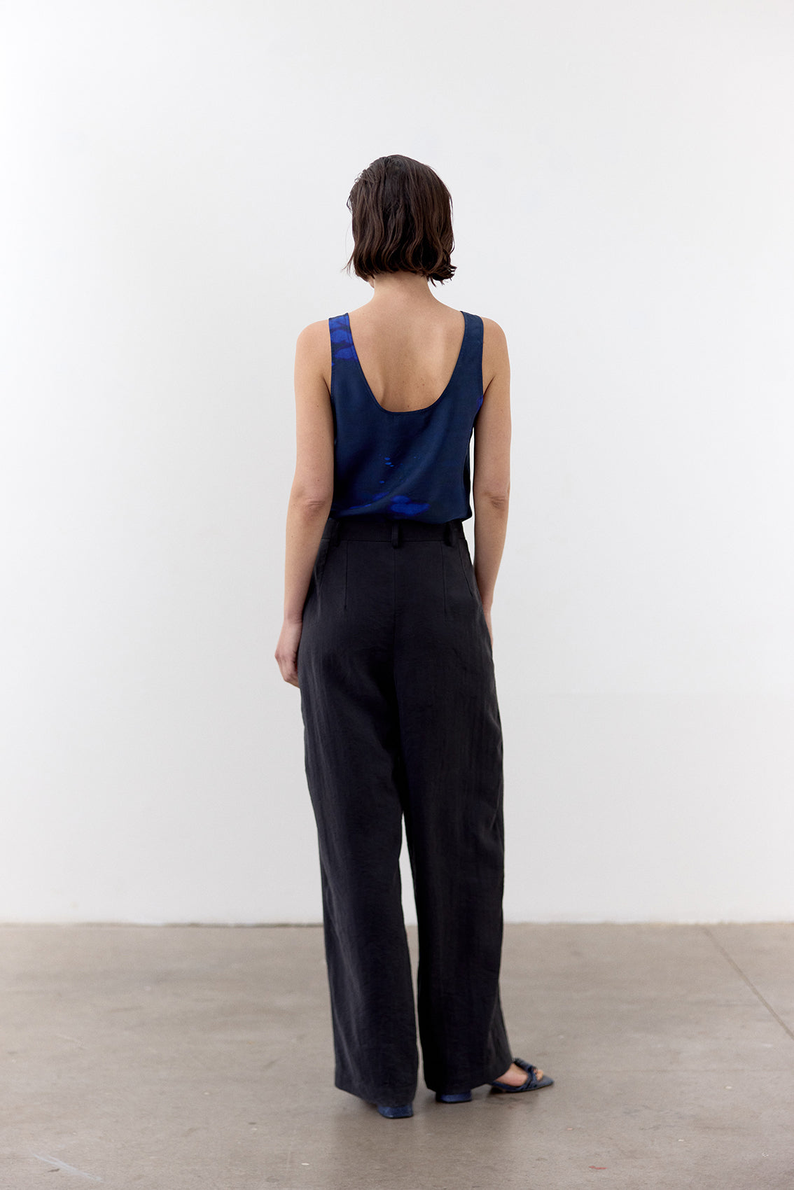 Crinkled Silk Trousers - Ónix