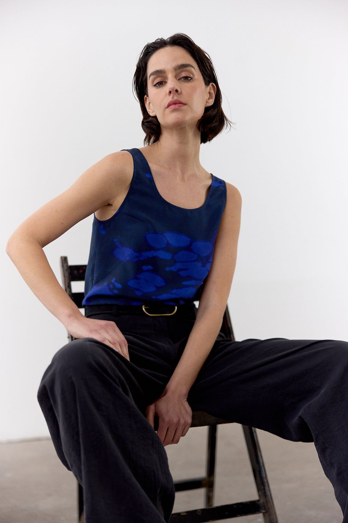Crinkled Silk Trousers - Ónix