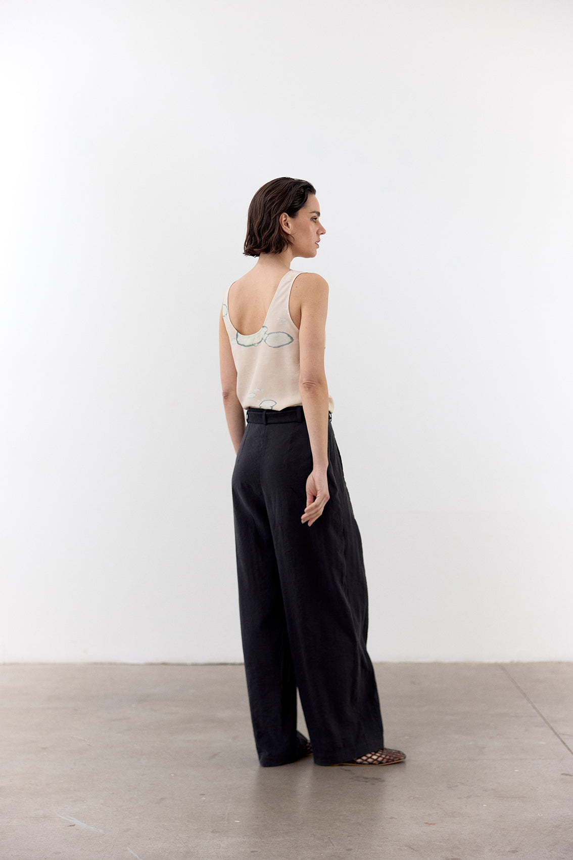 Crinkled Silk Trousers - Ónix