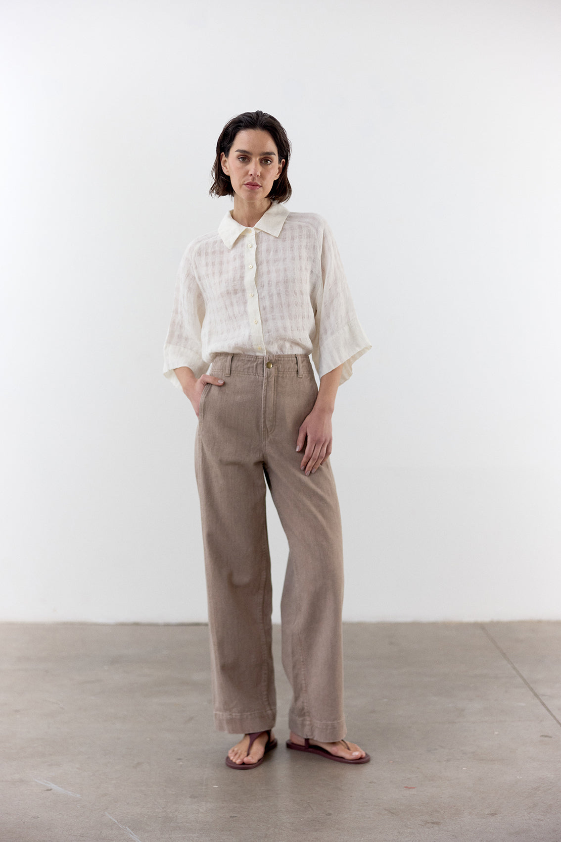 Straight-Fit Recycled Denim Jeans - Taupe