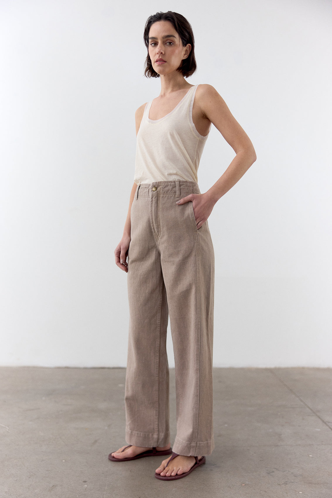 Straight-Fit Recycled Denim Jeans - Taupe