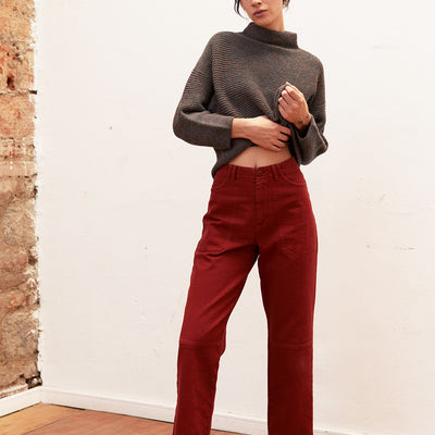 Straight Utility Jeans - Berry