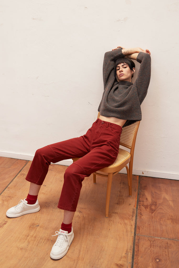 Straight Utility Jeans - Berry
