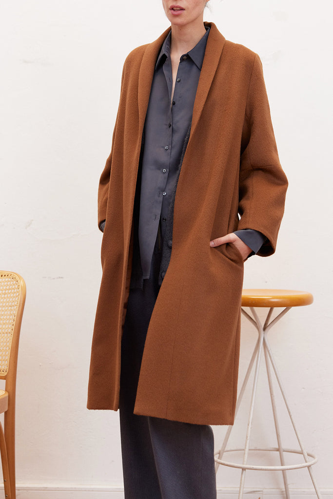 Abrigo Largo Tapado Baby Alpaca - Camel