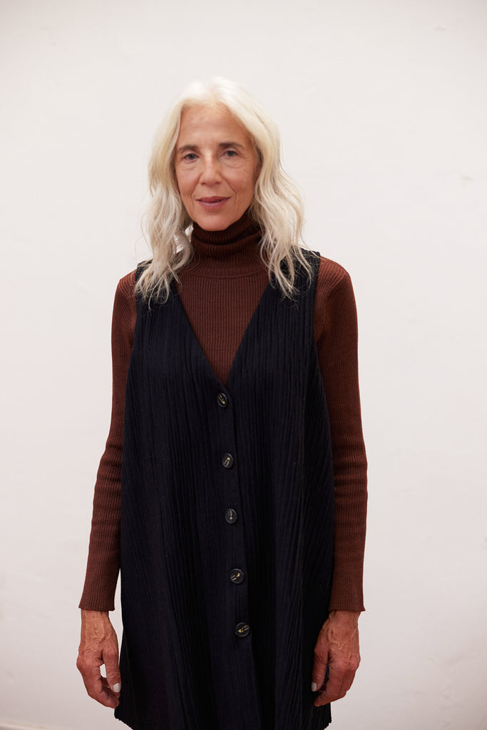 Recycled Wool Pleated Jumper - Medianoche