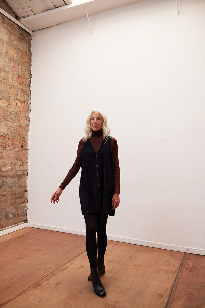 Recycled Wool Pleated Jumper - Medianoche