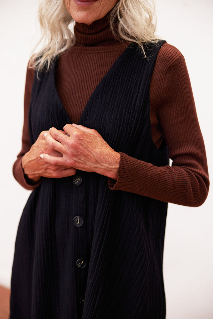 Recycled Wool Pleated Jumper - Medianoche