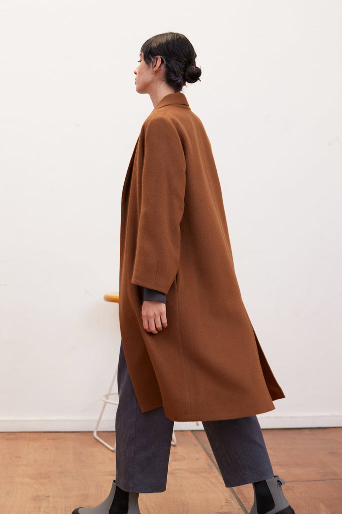 Abrigo Largo Tapado Baby Alpaca - Camel