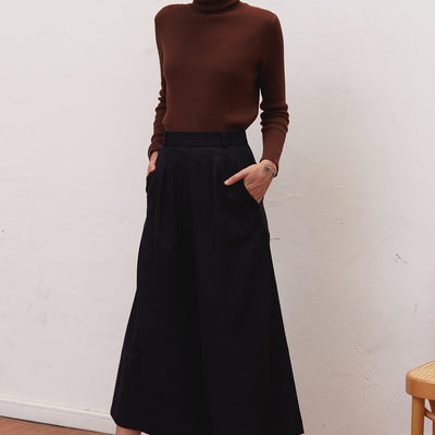 Pantalón Ancho de Lana Reciclada - Medianoche