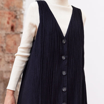 Recycled Wool Pleated Jumper - Medianoche