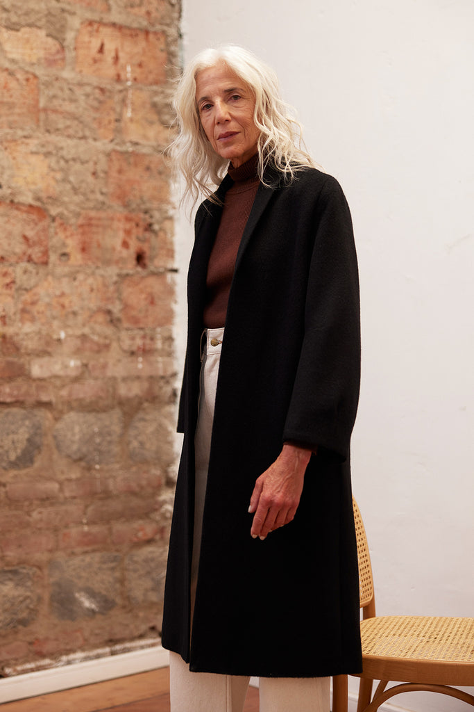 Long Baby Alpaca Coat - Ónix