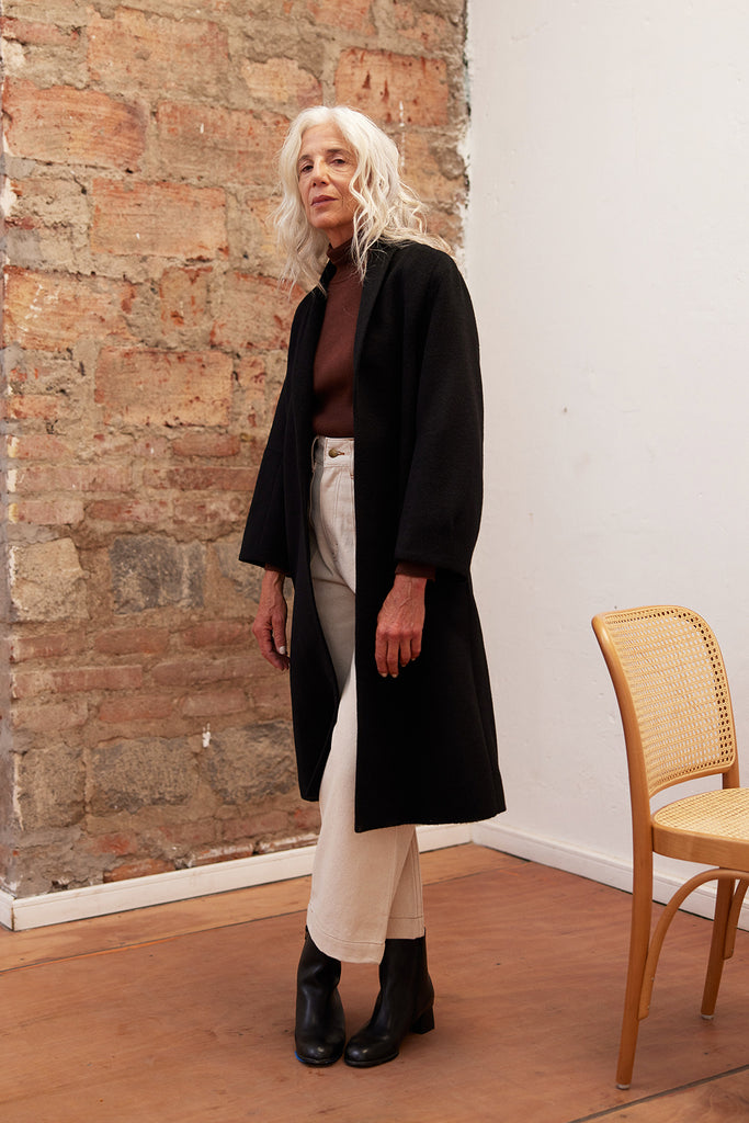 Long Baby Alpaca Coat - Ónix