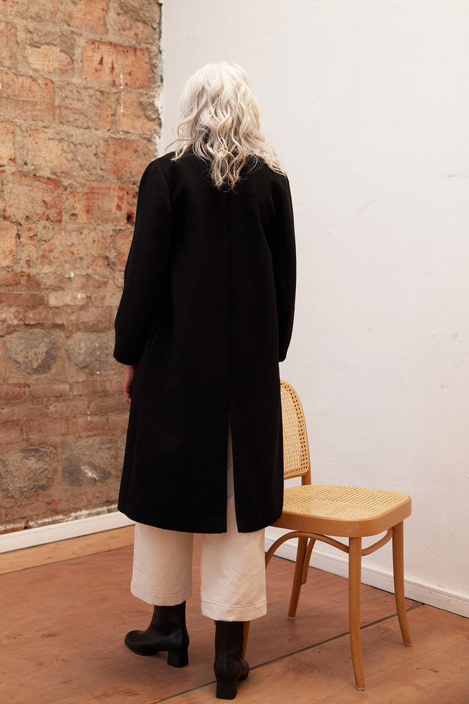 Long Baby Alpaca Coat - Ónix