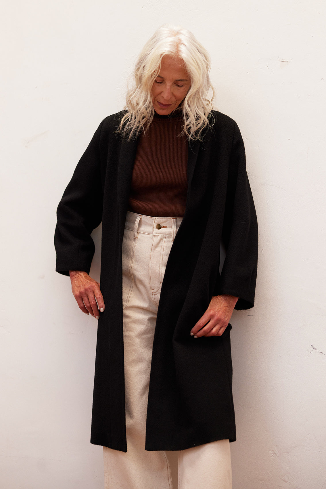 Long Baby Alpaca Coat - Ónix