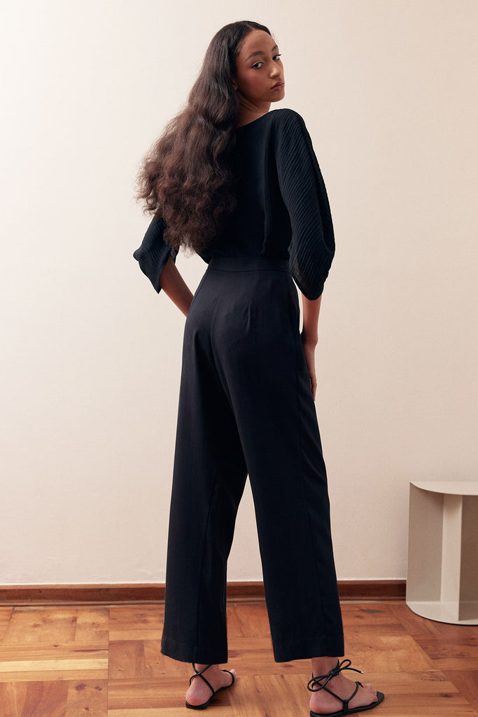 Pantalón Pinza Central Lyocell - Ónix