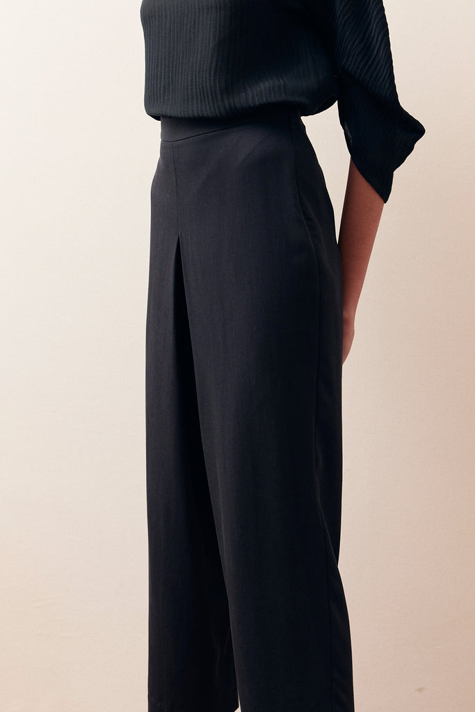 Pantalón Pinza Central Lyocell - Ónix