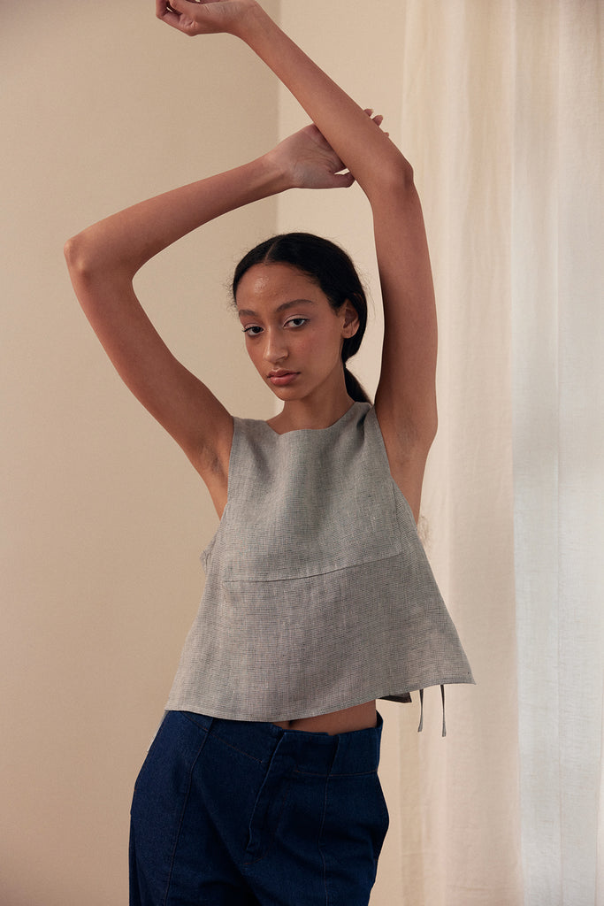 Side Tie Cropped Top Linen - Nube