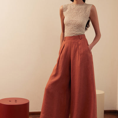 Wide Leg Pant Linen - Ladrillo