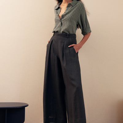 Wide Leg Pant Linen - Piedra