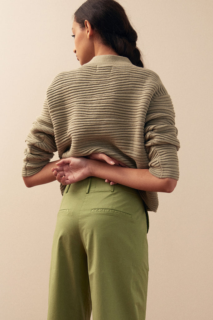 Straight-Fit Pant Cotton Gabardine - Pesto