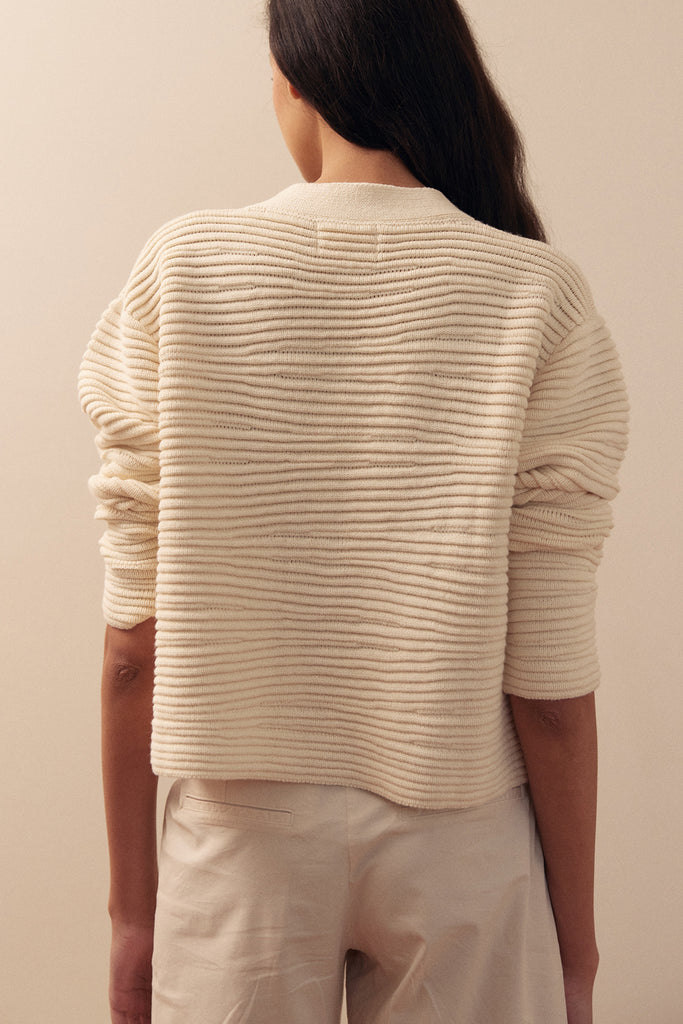 Textured Cardigan Cotton/Alpaca - Crudo