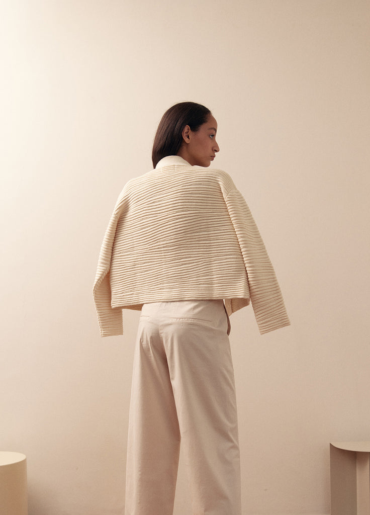 Textured Cardigan Cotton/Alpaca - Crudo